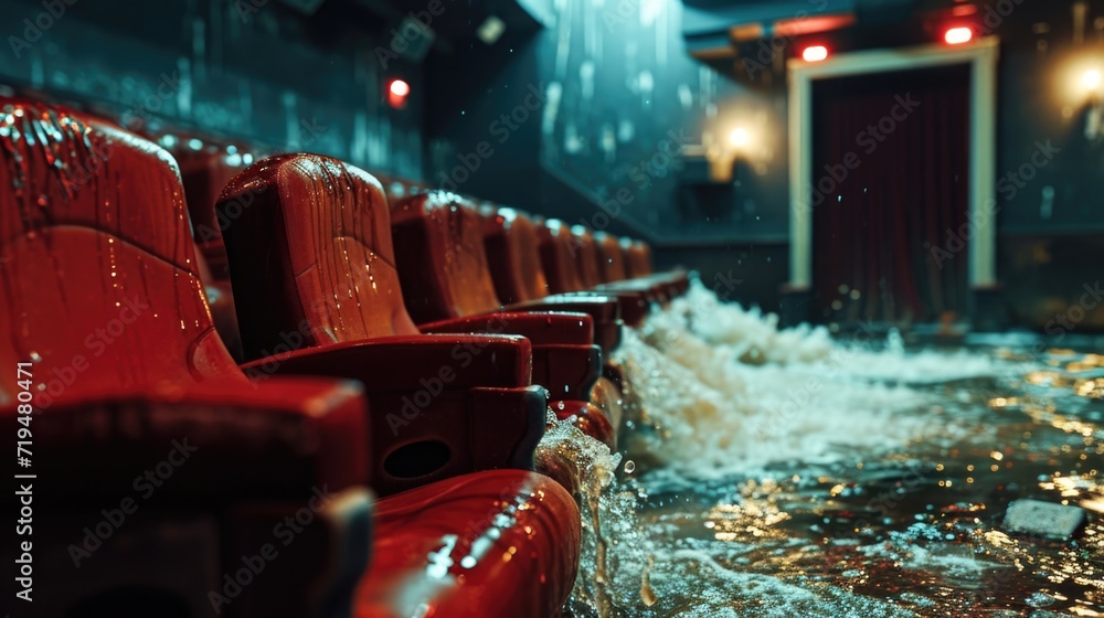 Aufkleber a row of red seats in a theater. suitable for theater-related projects
