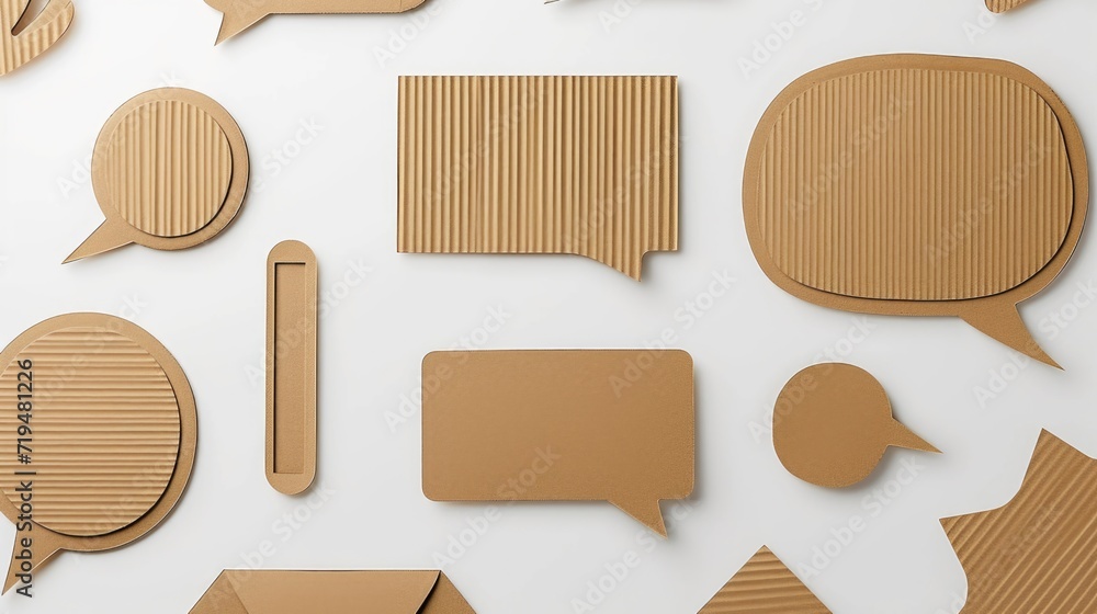 Poster A collection of cardboard speech bubbles and shapes. Perfect for adding text or messages to your designs or presentations