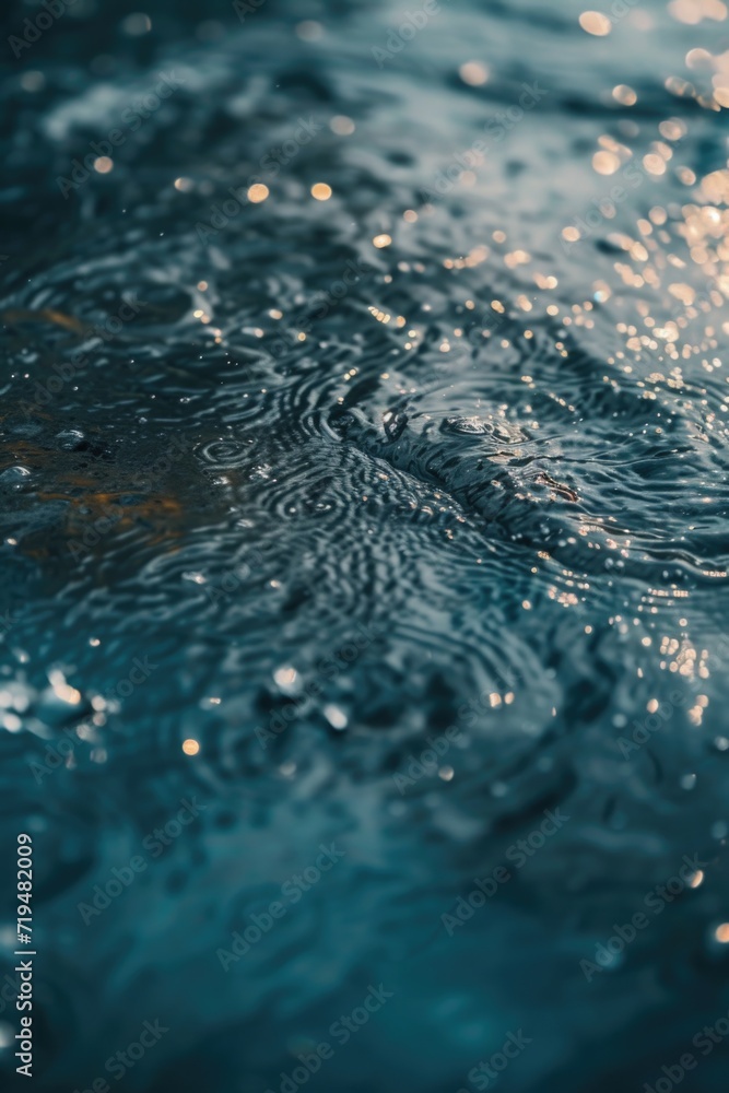 Poster A close up view of the body of water with waves. This image captures the dynamic movement and texture of the waves.