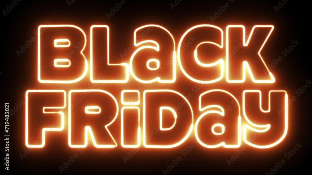 Aufkleber black friday text font with neon light. luminous and shimmering haze inside the letters of the text 