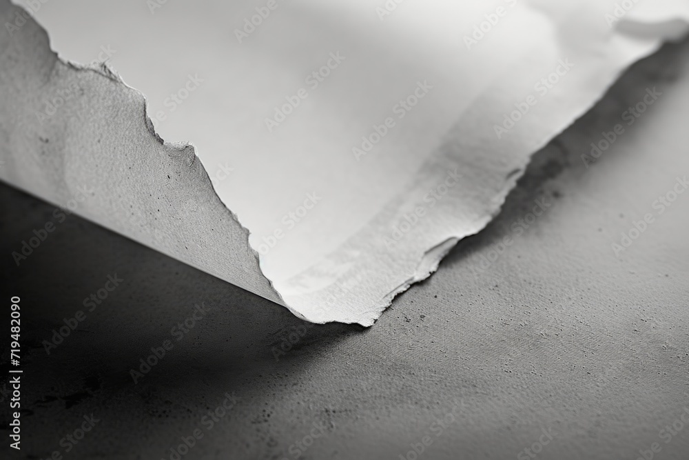 Poster a detailed view of a piece of paper resting on a table surface. this versatile image can be used for