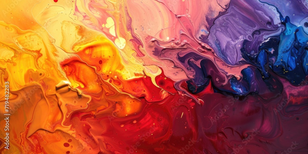 Poster a close-up view of a painting with a variety of vibrant colors. this image can be used for artistic 