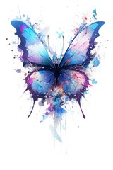 Abstract Butterfly in Flight. Featuring Blue, Purple, and Cyan Blots.