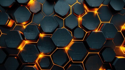 Hexagons glowing in the dark. Ideal for futuristic designs and technology-related projects