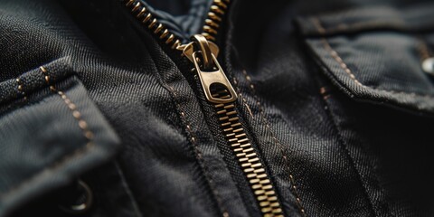 Close up view of a zipper on a jacket. Perfect for fashion design projects or showcasing clothing accessories