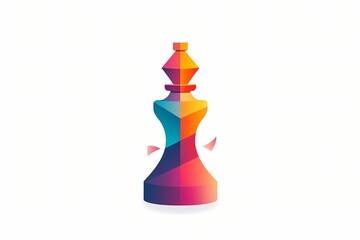 Elegant chess piece logo with intricate vectors, minimalistic charm, vibrant colors, HD capture, isolated on white solid background