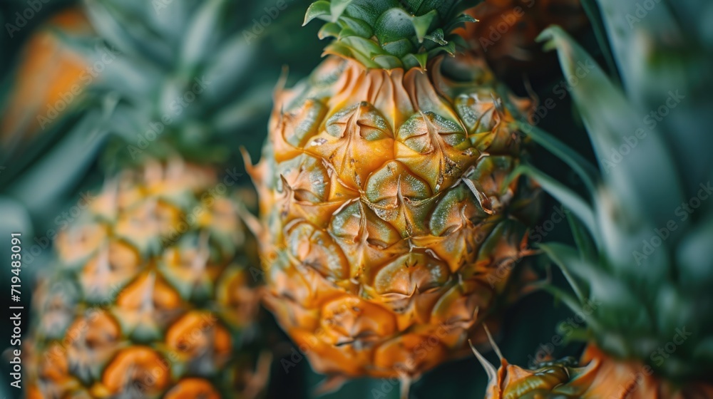 Aufkleber a close-up view of a bunch of pineapples. this image can be used for various purposes