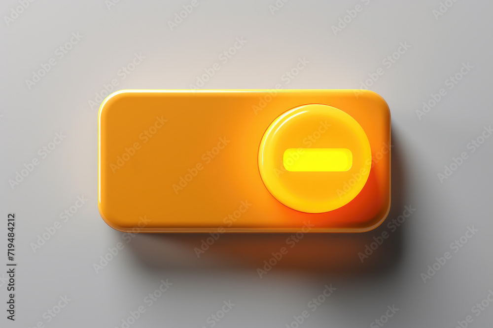 Poster yellow button is pictured on gray surface. this image can be used for various purposes