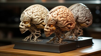 Closeup of artificial human brain Ai generated art