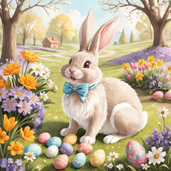Celebrate the joy of Easter with our delightful illustrated greeting card!