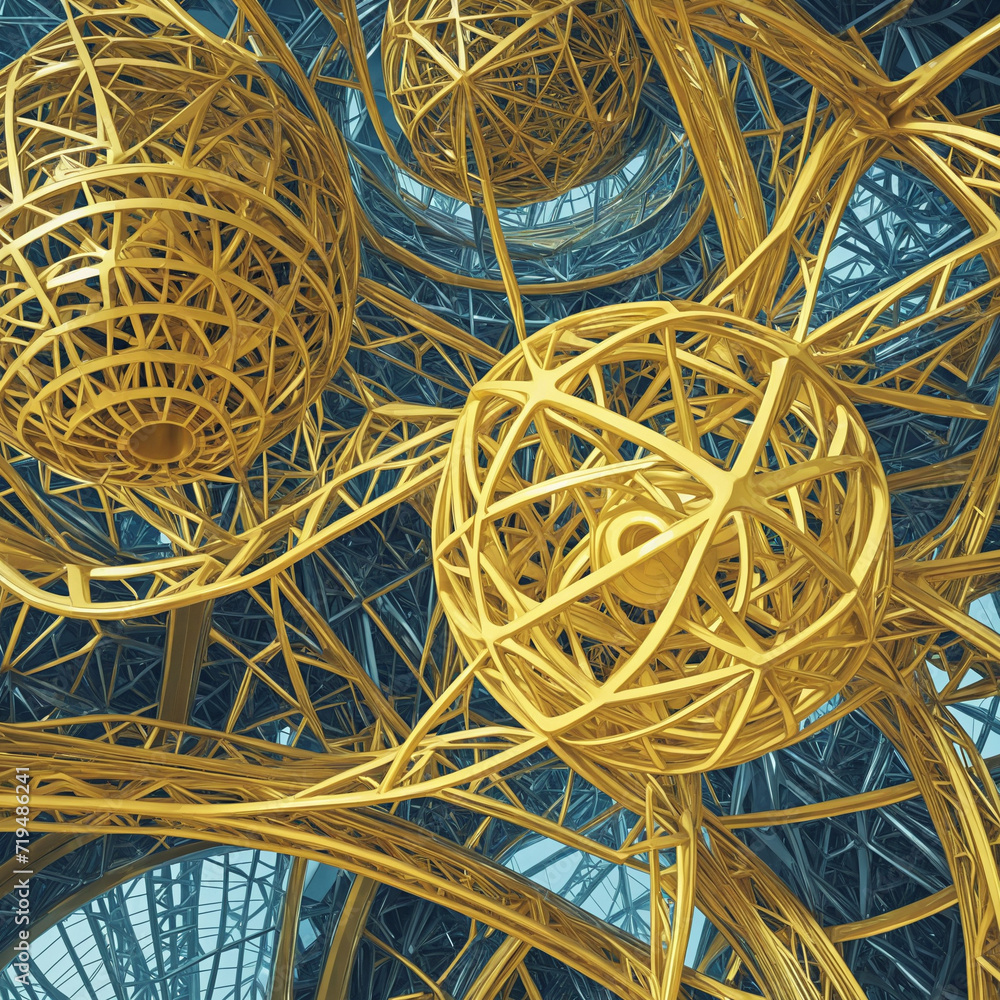 Poster collection of abstract forms, digital rendering