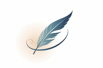 Elegant quill pen logo with precise vectors, minimalistic details, soothing colors, captured in HD, isolated on white solid background