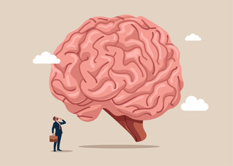 Brainstorming. Think big, aspiration to win and success in business. Flat vector illustration