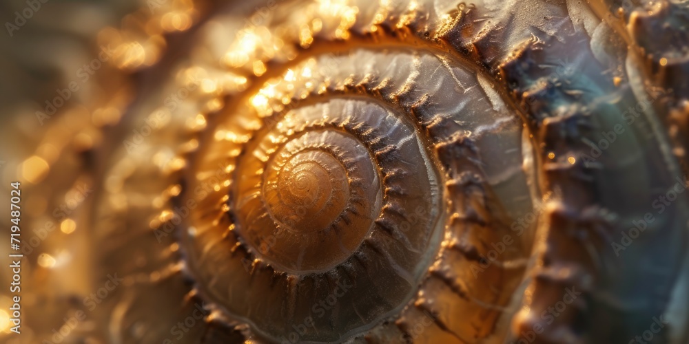 Poster A detailed close-up of a metal object featuring an intricate spiral design. This image can be used to add an element of sophistication and elegance to various design projects