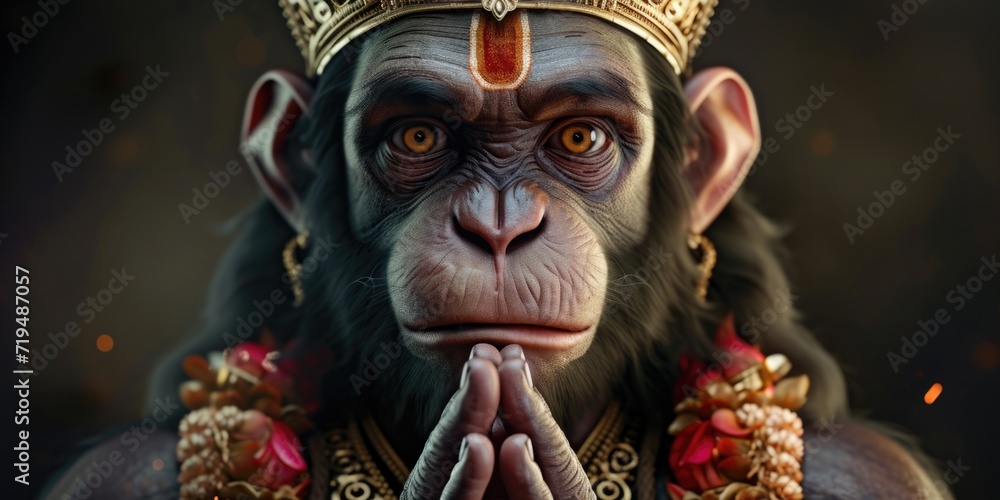 Aufkleber A picture of a monkey wearing a crown on its head. Perfect for adding a touch of royalty and whimsy to any project