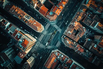 A stunning aerial view of a city at night. Perfect for urban landscapes and cityscape photography
