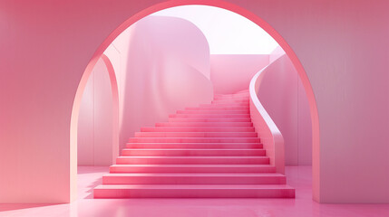 Obraz premium staircase with pink flowers