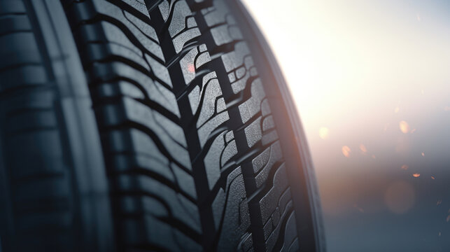 Close up view of tire on road. Suitable for automotive and transportation-related projects