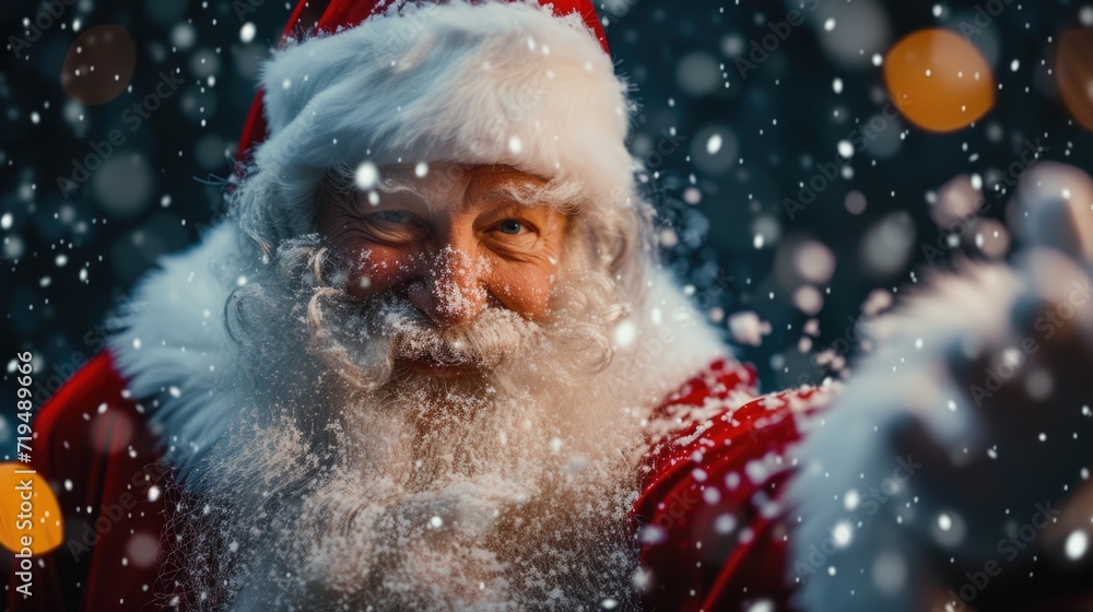 Canvas Prints A detailed shot of a person wearing a Santa suit. Perfect for holiday-themed projects and Christmas promotions