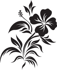 Eclipse Tropic Canvas Black Floral Vector SketchesGraphite Hibiscus Symphony Vectorized Floral Elegance