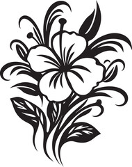 Sable Fern Oasis Black Floral Vector MagicLuminous Noir Bouquet Vectorized Tropical Flora