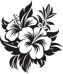 Luminous Fern Oasis Vectorized Tropical FloraInkbrush Noir Bouquet Black Floral Vector Harmony