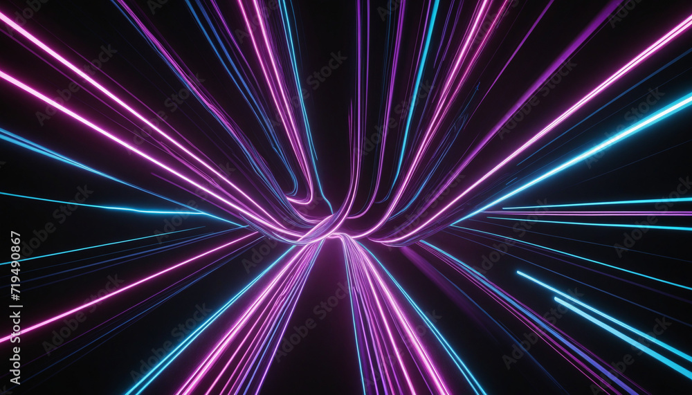 Poster futuristic illuminated patterns: vibrant neon abstract 3d design