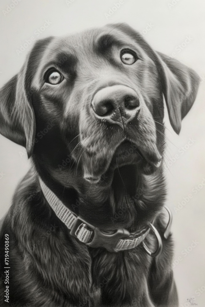 Poster a black and white drawing of a dog. suitable for various applications