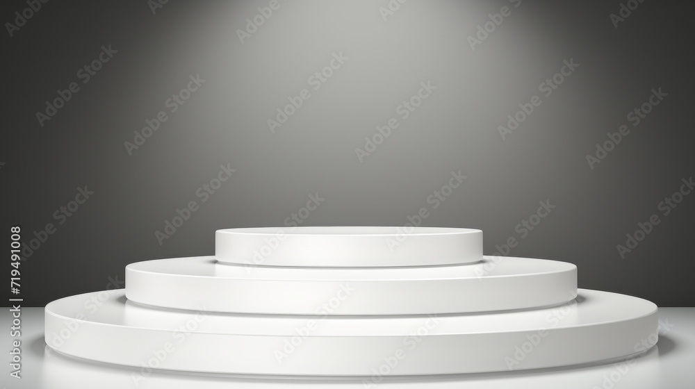 Poster white pedestal with light on top. perfect for displaying objects in well-lit area