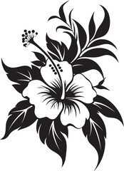 Moonlit Noir Fantasia Black Floral Vector SerenityGraphite Hibiscus Oasis Vectorized Floral Rhythms