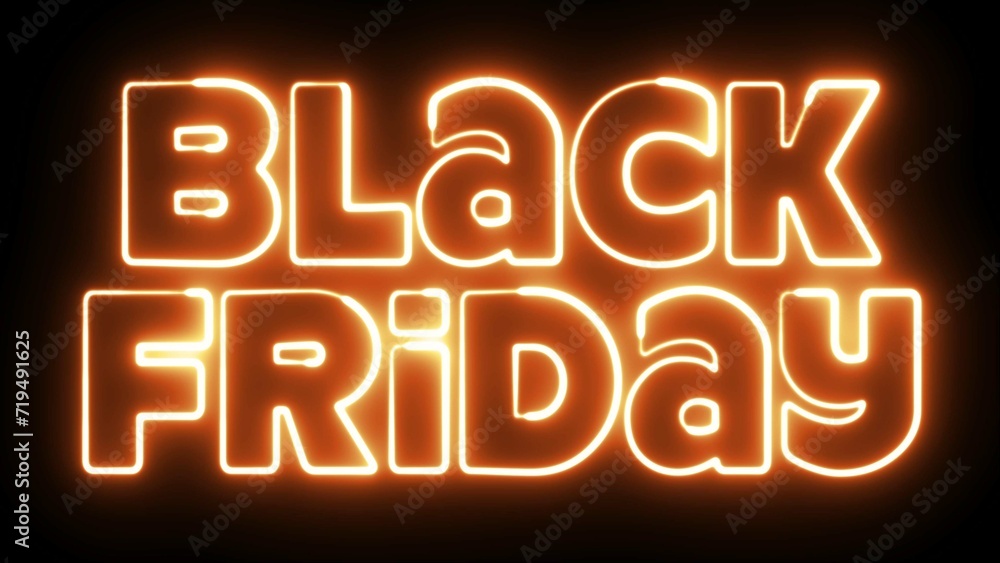 Aufkleber black friday text font with neon light. luminous and shimmering haze inside the letters of the text 