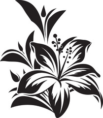 Sable Botanical Melody Black Floral Vector FloraTwilight Hibiscus Symphony Vectorized Tropical Harmony