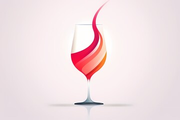 Elegant wine glass logo with clean vectors, minimalistic details, bold colors, captured in HD, isolated on white solid background