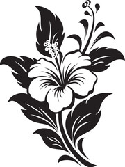 Midnight Hibiscus Harmony Vectorized Floral SerenitySable Botanical Melody Black Floral Vector Flora