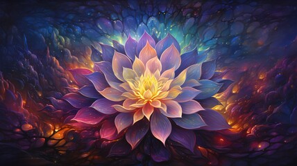 Colorful Imagination fantasy Lotus Flower Multicolored Ai generated art
