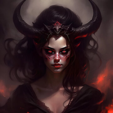 Woman demon, woman, demon, witch, beautiful demoness, demoness, fantasy, she-devil, devil, mysticism, mystical