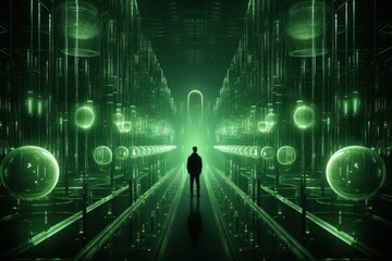 man in cyberspace backdrop concept of virtua persona