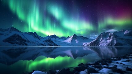 Naklejka premium Colorful night landscape illustration wallpaper Ai generated art