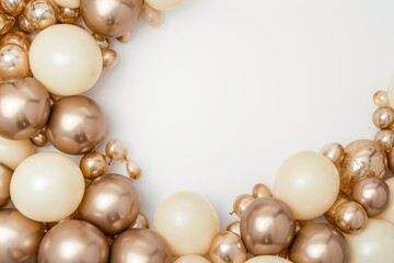 Elegant Event Promotions And Celebrations With A Gold And Beige Luxury Balloon Border.