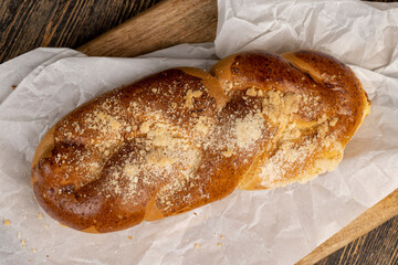 fresh white wheat bun close-up