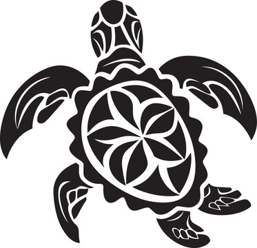 Symmetrical Elegance Vector Turtle SilhouetteArtistic Serenity Black Turtle Vector Illustration