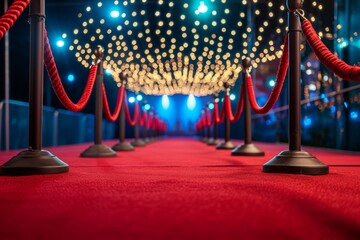 Red Carpet Unrolls Against Movie Premiere Backdrop, Exuding Utmost Glamour