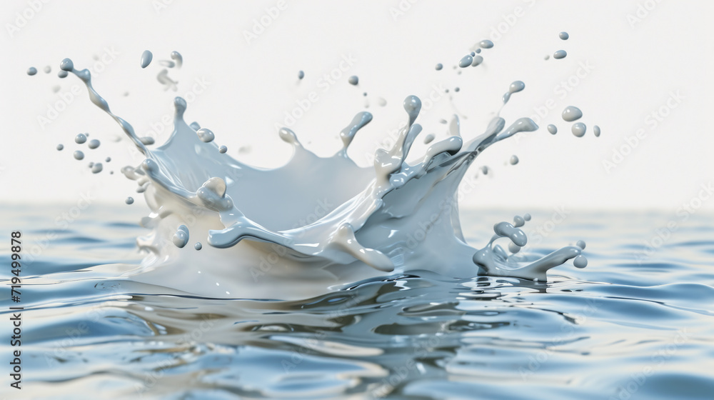 Poster clear and concise image of splash of water on top of body of water. this image can be used to depict