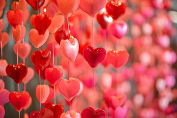 Colorful Valentine's Day: Beautiful Scene Of Red And Pink Hearts