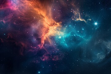 Fototapeta premium Vibrant Cosmic Nebula In Deep Space, Breathtaking Backdrop For Astronomy Enthusiasts