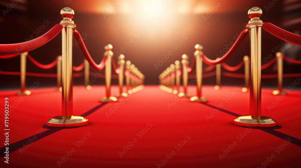 Poster red carpet with gold poles. perfect for adding touch of elegance and glamor to any event
