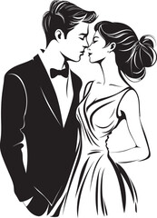 Timeless Embrace Lovebird IllustrationsInk Affection Monochrome Romance Set