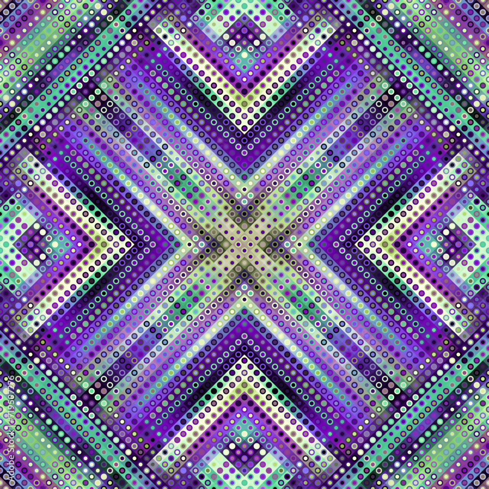 Poster Geometric abstract pattern moire overlay style. Halftone style with small dots. Abstract seamless technology texture. Vector pattern