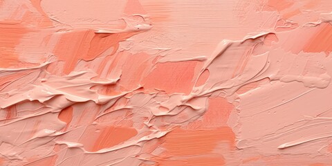 Generative AI, Closeup of impasto abstract rough peach fuzz color art painting texture	

