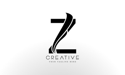 Letter Z Logo Design Vector with Curved Swoosh Lines and Creative Look
